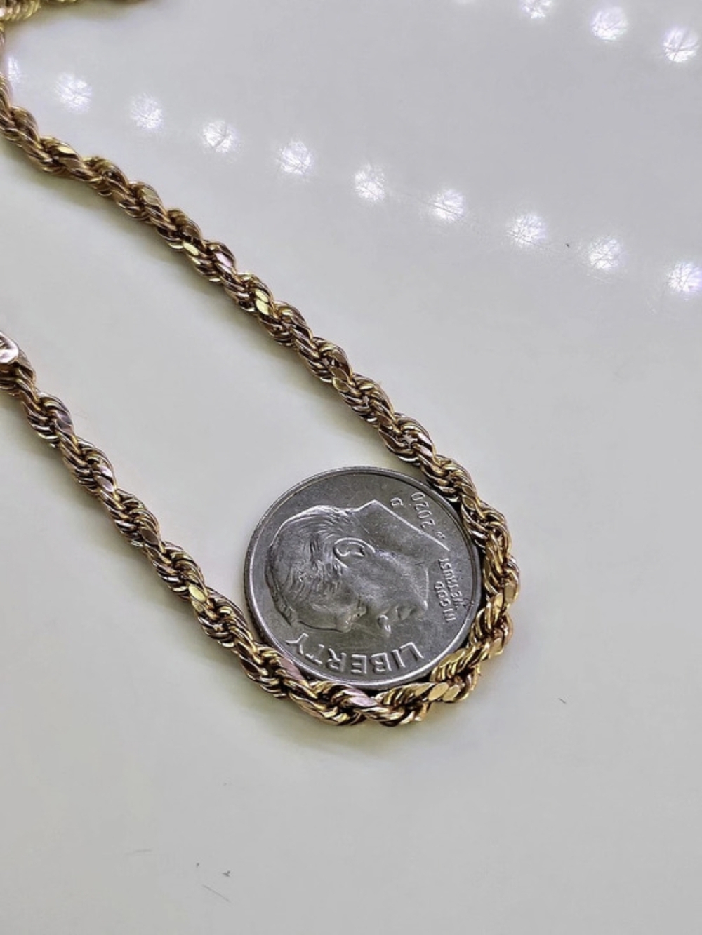 10kt Gold Rope Chain Necklace - Picture 3 of 5
